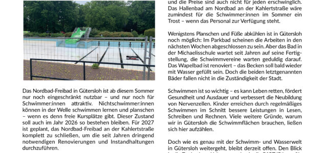 BfGT denkt: Schwimmen ist für alle Bürgerinnen und Bürger gut und wichtig
